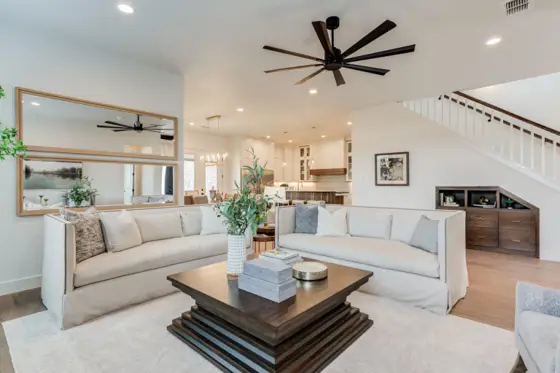 Living room with the staircase beyond